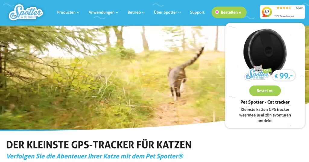 GPS Tracker Haustiere Spotter Webseite